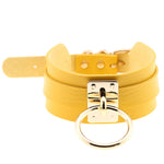 Collier ras du cou en cuir PU doré avec anneau simple de style Harajuku européen et américain, large, pour la rue, boîte de nuit, en forme de O, avec anneau doré
