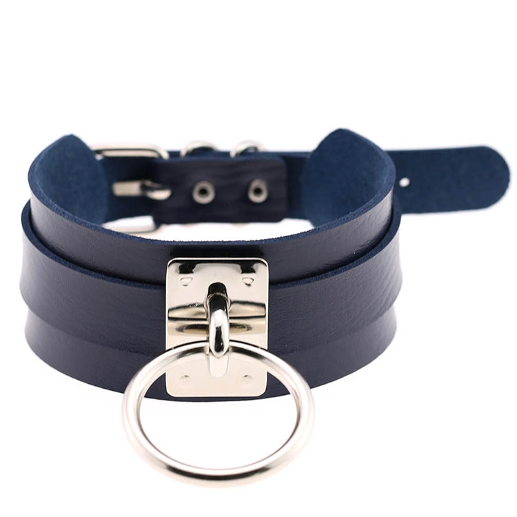Collier Ras-du-Cou O-Ring Harajuku Européen et Américain en Cuir PU Argenté, Large, Style Street-Snap, pour Nightclub, Anneau Argenté