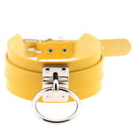 Collier Ras-du-Cou O-Ring Harajuku Européen et Américain en Cuir PU Argenté, Large, Style Street-Snap, pour Nightclub, Anneau Argenté