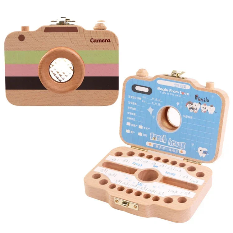 Boîte de conservation de dents de lait en bois créative pour enfants, boîte de rangement pour dents de bébé, HC2455A, HC2455B, HC2455C, HC2455D