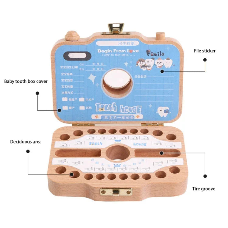 Boîte de conservation de dents de lait en bois créative pour enfants, boîte de rangement pour dents de bébé, HC2455A, HC2455B, HC2455C, HC2455D
