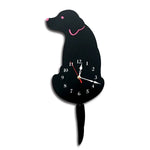 Horloge murale en forme de chien à piles avec queues oscillantes, décoration de chambre de bureau à domicile, taille : 42 x 18 cm, chien (noir), chien (blanc)