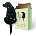 Horloge murale en forme de chien à piles avec queues oscillantes, décoration de chambre de bureau à domicile, taille : 42 x 18 cm, chien (noir), chien (blanc)