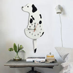 Horloge murale en forme de chien à piles avec queues oscillantes, décoration de chambre de bureau à domicile, taille : 42 x 18 cm, chien (noir), chien (blanc)