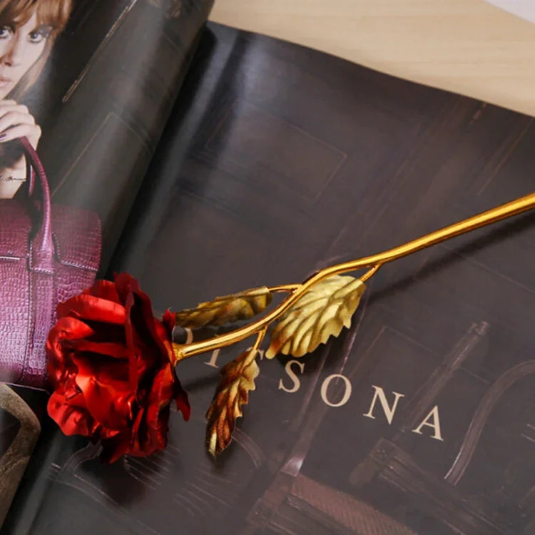 Fleur artificielle décorée de feuille d'or 24K, Livraison couleur aléatoire, Feuille d'or 24K