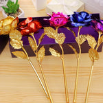 Fleur artificielle décorée de feuille d'or 24K, Livraison couleur aléatoire, Feuille d'or 24K