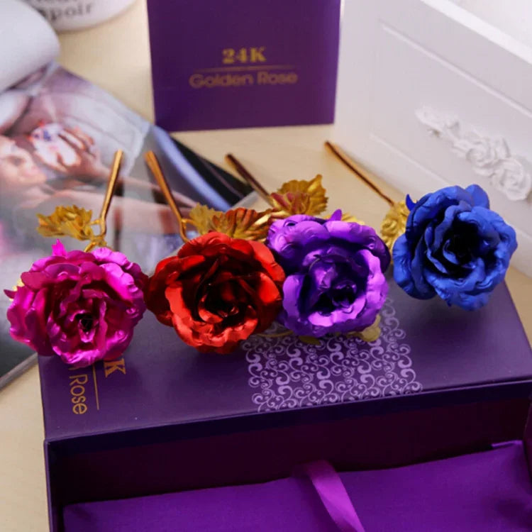 Fleur artificielle décorée de feuille d'or 24K, Livraison couleur aléatoire, Feuille d'or 24K