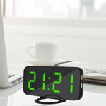 Réveil multifonction créatif à affichage LED miroir réfléchissant avec fonction snooze et 2 ports de charge USB