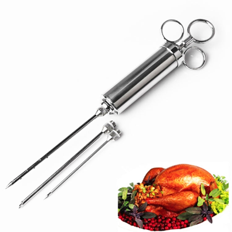 Seringue en acier inoxydable de 60 ml à double aiguille pour assaisonnement, injecteur de viande de dinde, outils de cuisine, injecteur de marinade en acier inoxydable