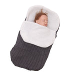 Turbulette tricotée épaisse pour bébé, sac de couchage enveloppant pour nouveau-né, bandeaux chauds pour bébés, sac de couchage d'intérieur pour poussette.