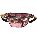 Sac banane à paillettes double couleur Trousse de maquillage Sac à main sirène Sac de poitrine pour femmes et filles Sac de téléphone portable de voyage