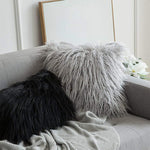 Housse de coussin longue en peluche velours populaire, housse de coussin carrée en fourrure pour la décoration de la maison, de la chambre, taille: 45 x 45 cm