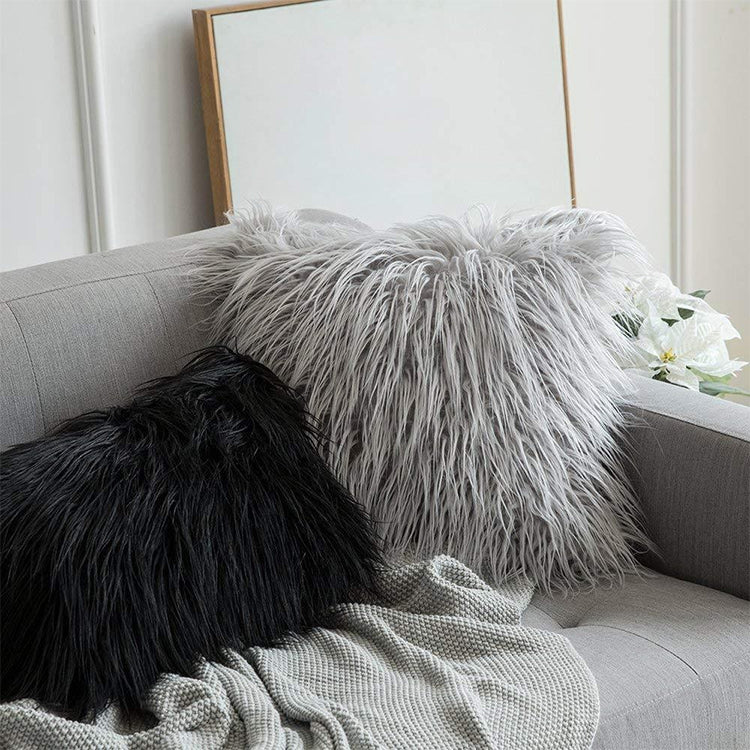 Housse de coussin longue en peluche velours populaire, housse de coussin carrée en fourrure pour la décoration de la maison, de la chambre, taille: 45 x 45 cm