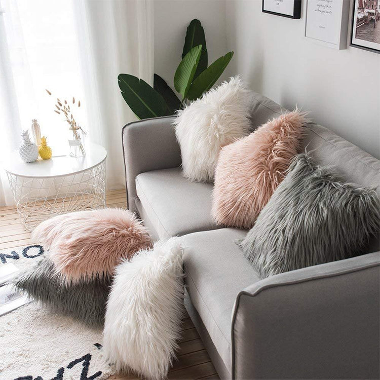 Housse de coussin longue en peluche velours populaire, housse de coussin carrée en fourrure pour la décoration de la maison, de la chambre, taille: 45 x 45 cm