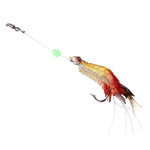 Appâts de pêche artificiels lumineux en forme de crevette avec hameçon, longueur : 7 cm, jaune rouge