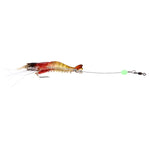 Appâts de pêche artificiels lumineux en forme de crevette avec hameçon, longueur : 7 cm, jaune rouge