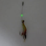 Appâts de pêche artificiels lumineux en forme de crevette avec hameçon, longueur : 7 cm, jaune rouge