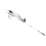 Leurre de pêche lumineux en forme de crevette, appât de pêche artificiel avec hameçon, longueur : 7 cm, blanc et noir