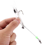 Leurre de pêche lumineux en forme de crevette, appât de pêche artificiel avec hameçon, longueur : 7 cm, blanc et noir