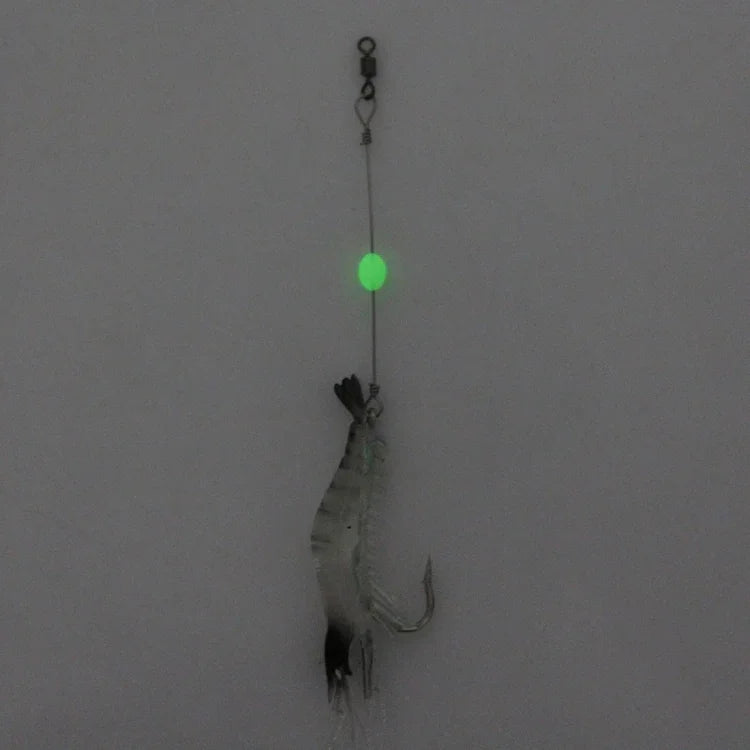 Leurre de pêche lumineux en forme de crevette, appât de pêche artificiel avec hameçon, longueur : 7 cm, blanc et noir