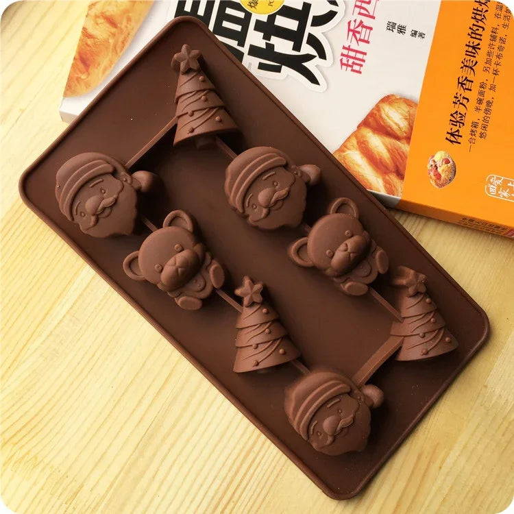 Moule en silicone 2 pièces pour dessert de Noël, Père Noël, chocolat, pâtisserie, cuisine, cuisson, en treillis de glace, Père Noël