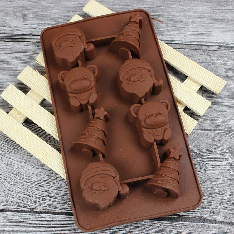 Moule en silicone 2 pièces pour dessert de Noël, Père Noël, chocolat, pâtisserie, cuisine, cuisson, en treillis de glace, Père Noël