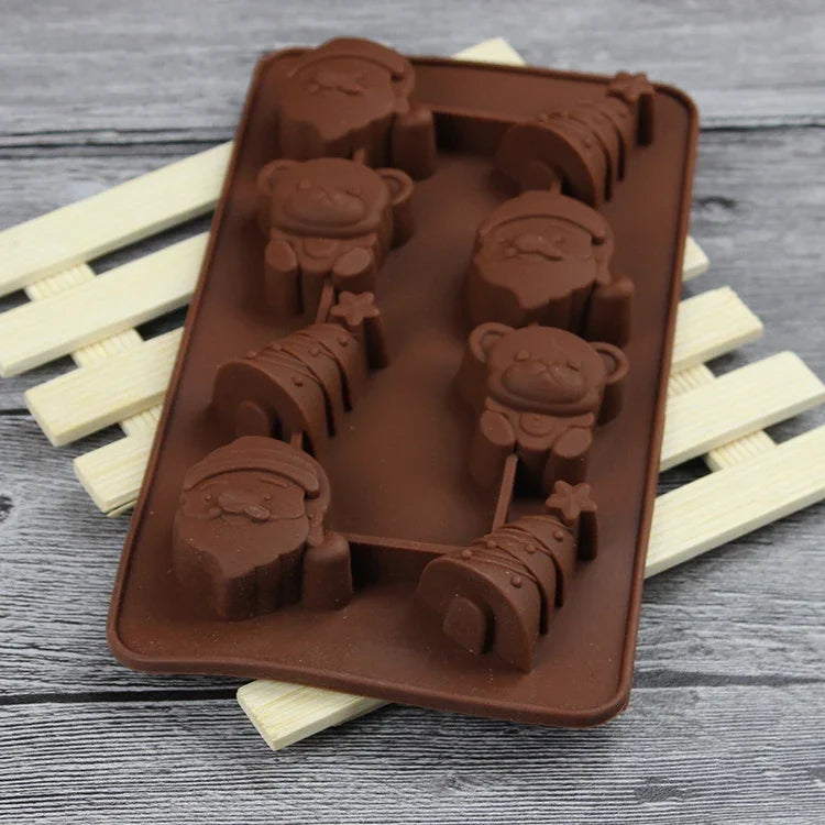 Moule en silicone 2 pièces pour dessert de Noël, Père Noël, chocolat, pâtisserie, cuisine, cuisson, en treillis de glace, Père Noël