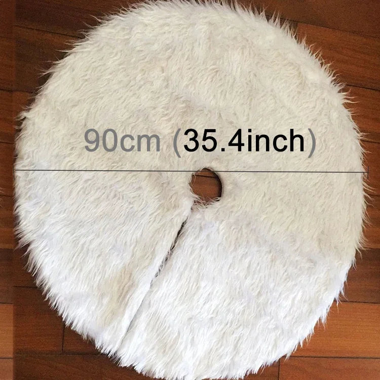 Jupe en peluche pour sapin de Noël Ornement rond blanc, Diamètre : 90cm, 90cm