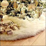 Jupe en peluche pour sapin de Noël Ornement rond blanc, Diamètre : 90cm, 90cm