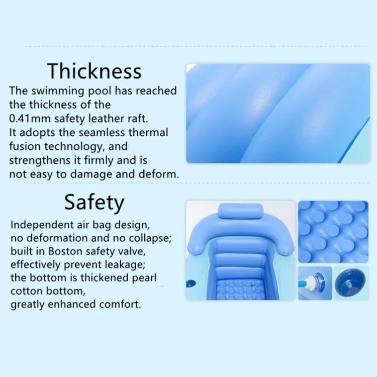 YT-038 Piscine gonflable pour bébé avec fond en éponge pliable, bain chaud pour adulte avec pompe de chargement, Piscine