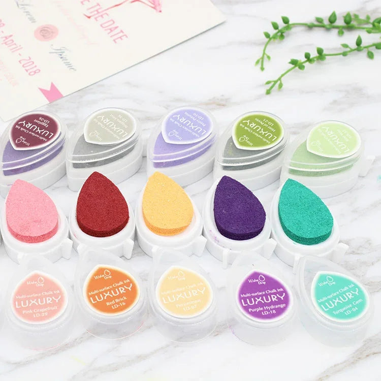 Tampons encreurs en forme de goutte d'eau pour enfants, tampons encreurs colorés pour scrapbooking, livraison de couleurs aléatoires, tampon encreur 2