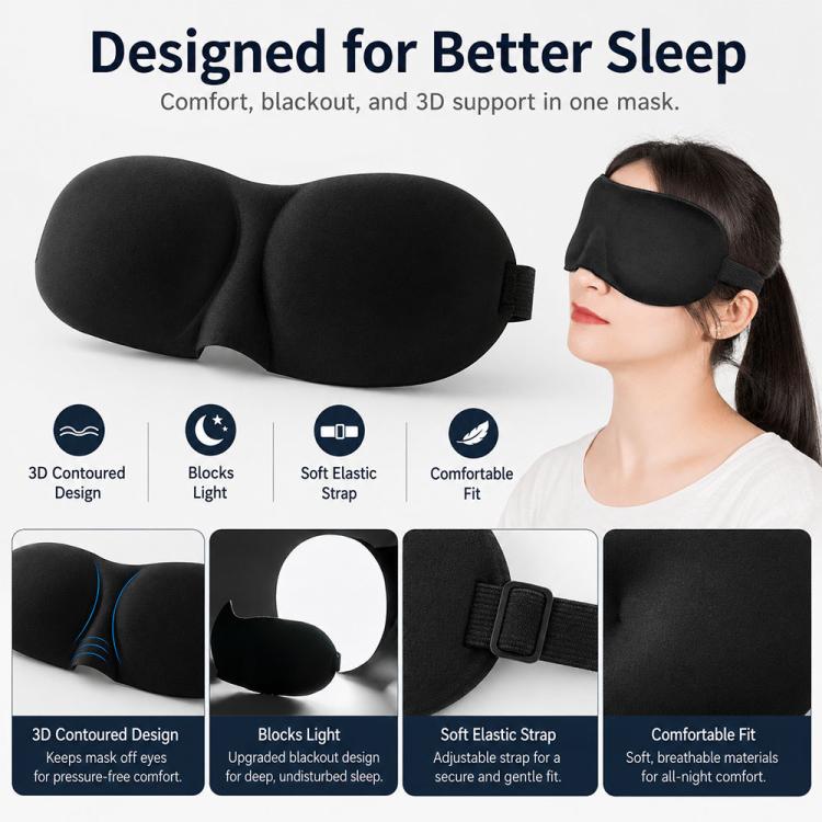 Masque de Sommeil Portable 3D avec Ombrage, Cache-Œil Reposant, Masque de Sommeil Mignon pour Femme