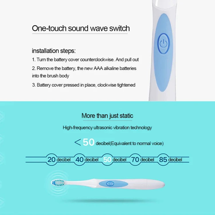 Brosse à dents électrique sonique étanche IPX7 à piles QYG Q2