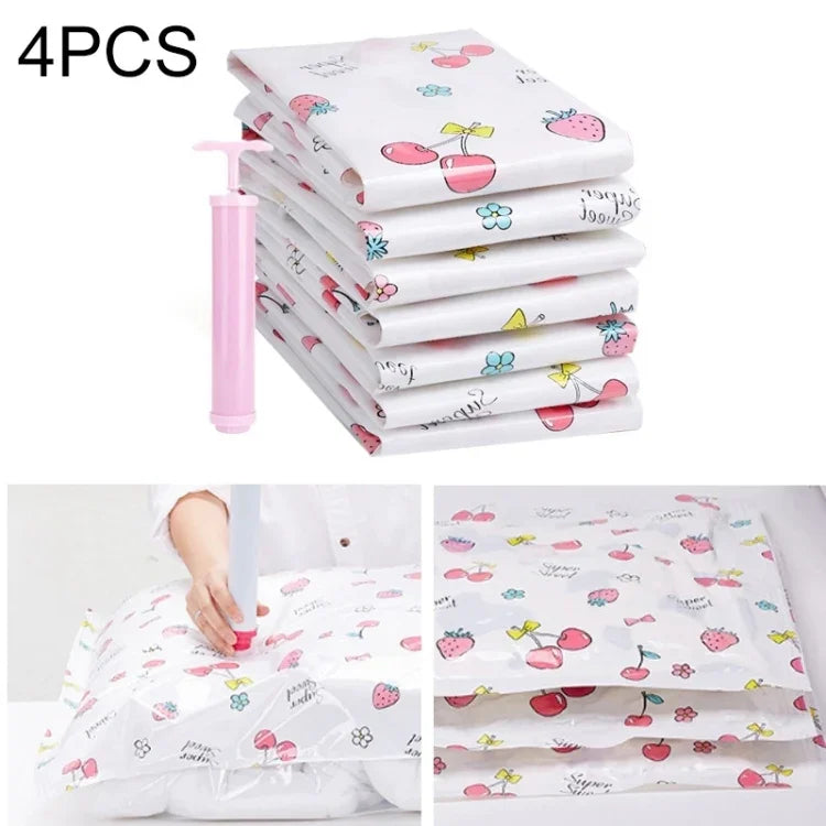 4 sacs de rangement sous vide à motif bonbon, économes en espace, sacs de rangement sous vide épais anti-déflagrants pour couettes et vêtements avec une pompe manuelle gratuite, taille : 70 x 90 cm, taille : 70 x 90 cm
