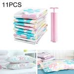 Sacs de rangement sous vide 11 pièces à motif tournesols, Sac de rangement sous vide Thinken pour couettes et vêtements avec pompe manuelle, Comprenant : 3 pièces 80*100 cm, 2 pièces 60*80 cm, 3 pièces 50*70 cm, 2 pièces 40*60 cm, 11 sacs de rangement