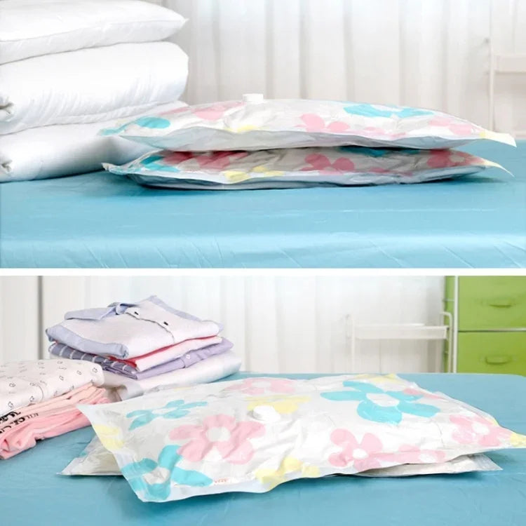 Sacs de rangement sous vide 11 pièces à motif tournesols, Sac de rangement sous vide Thinken pour couettes et vêtements avec pompe manuelle, Comprenant : 3 pièces 80*100 cm, 2 pièces 60*80 cm, 3 pièces 50*70 cm, 2 pièces 40*60 cm, 11 sacs de rangement