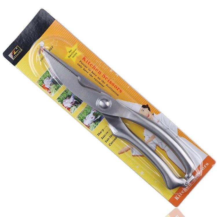 Ciseaux de cuisine en acier inoxydable 10 pouces pour volaille, poisson, os de poulet, gadget de cuisson, emballage blister, emballage blister