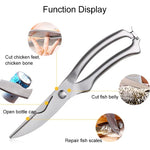 Ciseaux de cuisine 25 cm en acier inoxydable pour volaille, poisson et os de poulet, ustensile de cuisine, emballage étui, emballage étui.