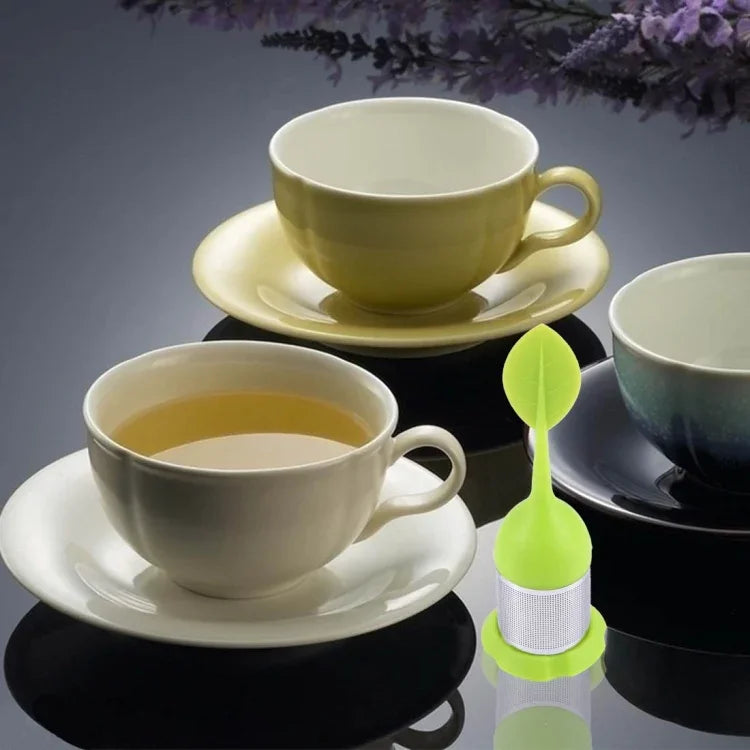 Sacs à thé en silicone de qualité alimentaire en forme de feuille, infuseurs à thé en acier inoxydable, livraison de couleur aléatoire, forme de feuille