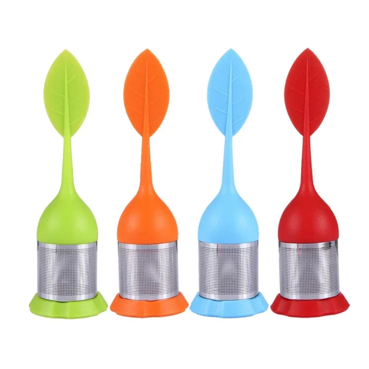 Sacs à thé en silicone de qualité alimentaire en forme de feuille, infuseurs à thé en acier inoxydable, livraison de couleur aléatoire, forme de feuille