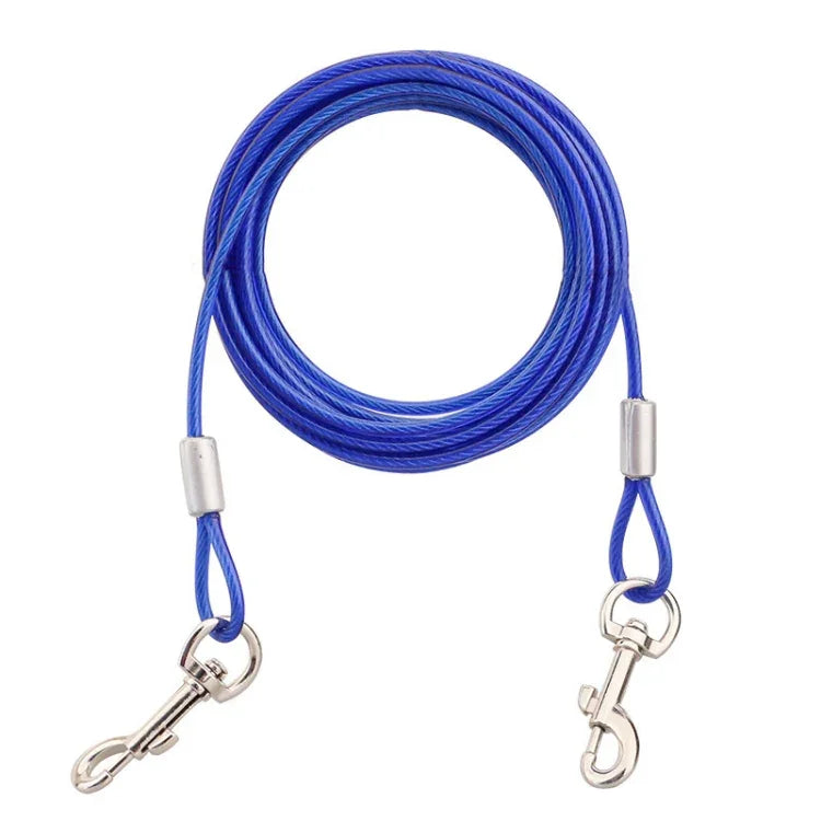 Laisse de traction 2 en 1 en câble métallique double extrémité pour chiens et animaux de compagnie avec poignée, longueur : 5 m, couleur aléatoire, longueur : 5 m