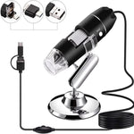 Microscope numérique USB 3 en 1 avec capteur d’image HD 1600X, 8 LED et support professionnel