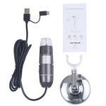 Microscope numérique USB 3 en 1 avec capteur d’image HD 1600X, 8 LED et support professionnel