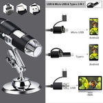 Microscope numérique USB 3 en 1 avec capteur d’image HD 1600X, 8 LED et support professionnel
