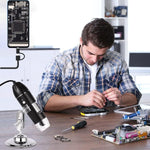 Microscope numérique USB 3 en 1 avec capteur d’image HD 1600X, 8 LED et support professionnel