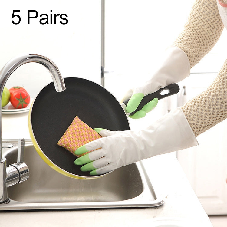 Lot de 5 paires de gants de nettoyage ménager en PVC et latex, étanches et épais, pour la vaisselle et la lessive