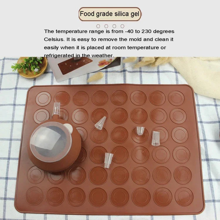 Grand tapis en silicone pour rôtir en cuisine + casserole encadrée + boîte colorée Ensemble de moules à macarons, Ensemble de moules à macarons