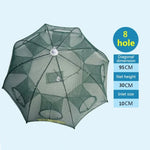 Filet de pêche pliable automatique 8 trous, en nylon, pour crevettes, crabes, vairons, accessoire de pêche, 8 trous