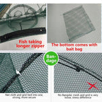 Filet de pêche pliable automatique à 10 trous en nylon pour crevettes, crabes, vairons, piège à poissons, épuisette de pêche, 10 trous