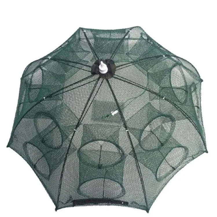 Filet de pêche automatique pliable 16 trous en nylon pour crevettes, crabes, vairons, piège à poissons, équipement de pêche, 16 trous